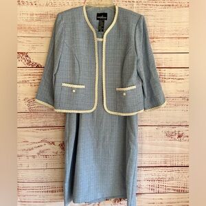 POSITIVE ATTITUDE PETITE Dress Suit with Embroidered Trim Vintage Women's Sz 10P